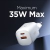 Ładowarka Sieciowa Spigen 35W 2-Porty USB-C + ASB-A Biała